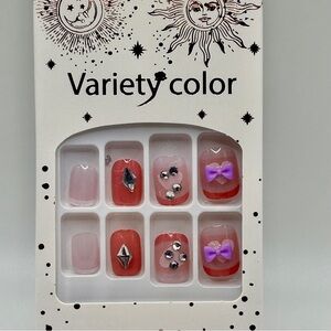 Variety Color Press-On Nail Set Pink and Purple